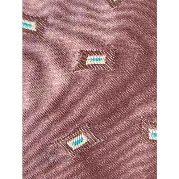 The Mens Store short retro 70s coffee brown geometric clip on tie - Picture 3 of 6